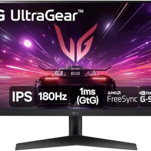 Monitor Gamer LG UltraGear 24” IPS, Full HD, 180Hz, 1ms (GtG), HDMI, DisplayPort, HDR10, sRGB 99%, NVIDIA® G-SYNC®, AMD FreeSync™ – 24GS60F-B