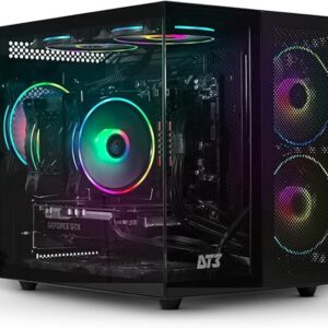 Gabinete Gamer DT3 HyperFlow, super compacto, tipo aquário em vidro temperado, M-ATX/Mini-ITX, USB Tipo C