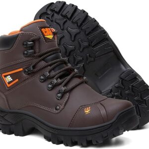 Bota Masculina Em Couro Para Trabalho Com Bico PVC e C.A