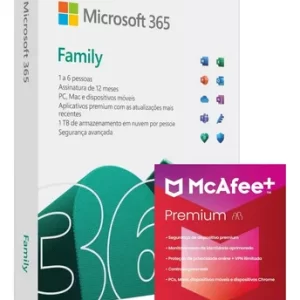 Microsoft 365 + Mcafee Premium Família 2024 Licença Digitais