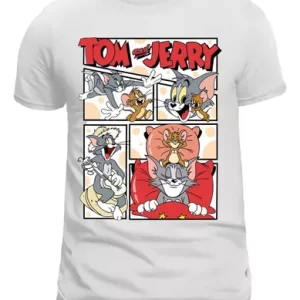 Camiseta Tom E Jerry Infantil E Adulto Blusa 100% Algodão