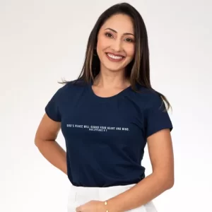 Camiseta T-shirt Azul Feminina Algodão – Filipenses – Cristã