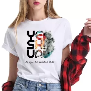 Camiseta Evangélica Gospel Leão Yeshua Unissex Barata Culto