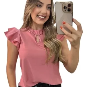 Blusa Feminina Manga Curta Moda Evangélica Elegante