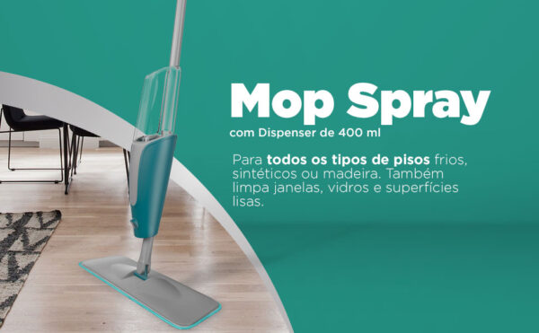 Flash Limp MOP7800 - Mop Spray com Dispenser de 400 ml, (Borrifa, Limpa e Seca), Verde